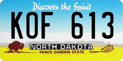 ND license plate KOF613