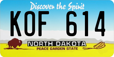 ND license plate KOF614