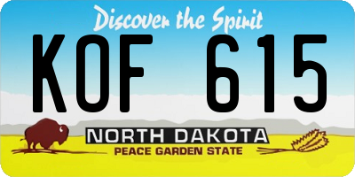 ND license plate KOF615