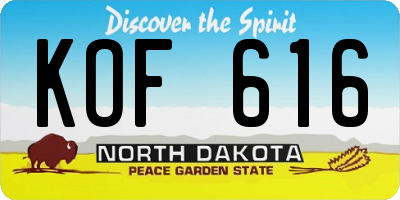 ND license plate KOF616