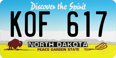 ND license plate KOF617