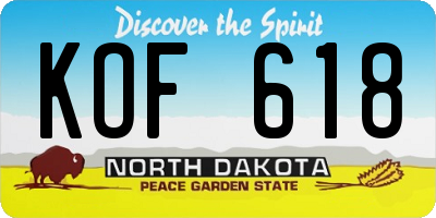 ND license plate KOF618