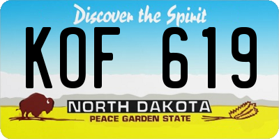 ND license plate KOF619