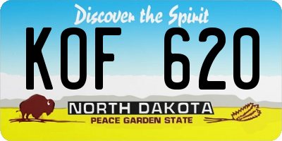 ND license plate KOF620