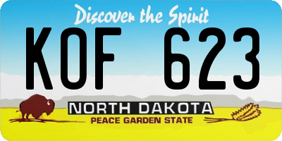 ND license plate KOF623
