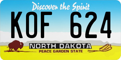 ND license plate KOF624