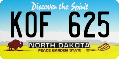 ND license plate KOF625