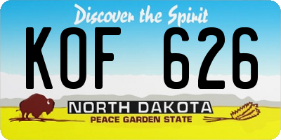 ND license plate KOF626