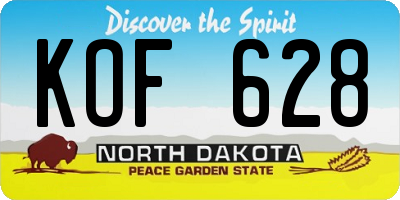 ND license plate KOF628