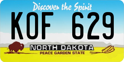 ND license plate KOF629