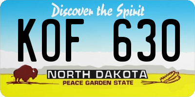 ND license plate KOF630