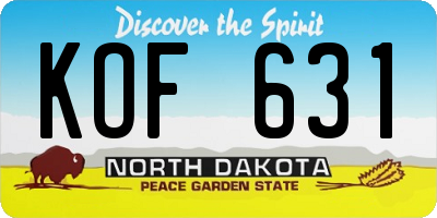 ND license plate KOF631