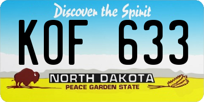 ND license plate KOF633