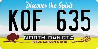 ND license plate KOF635