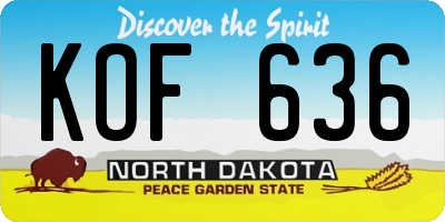 ND license plate KOF636