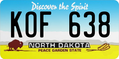 ND license plate KOF638