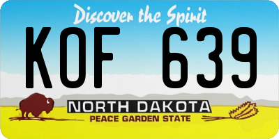 ND license plate KOF639