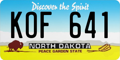 ND license plate KOF641