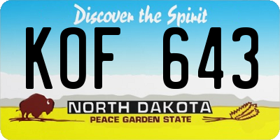 ND license plate KOF643