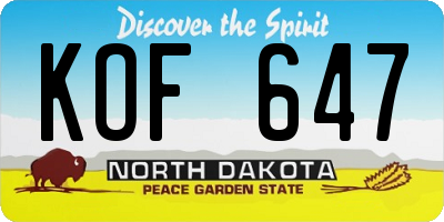 ND license plate KOF647