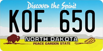 ND license plate KOF650