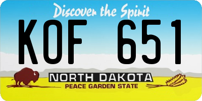 ND license plate KOF651