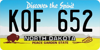 ND license plate KOF652