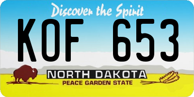 ND license plate KOF653