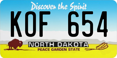 ND license plate KOF654