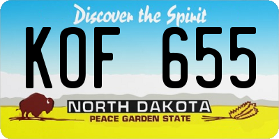 ND license plate KOF655