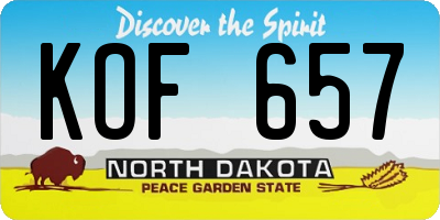 ND license plate KOF657