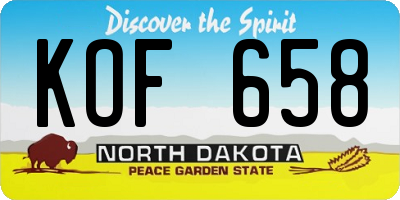 ND license plate KOF658