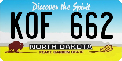ND license plate KOF662