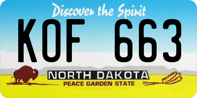 ND license plate KOF663