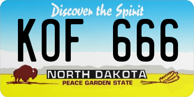 ND license plate KOF666