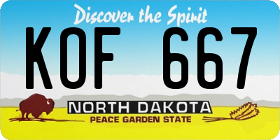 ND license plate KOF667