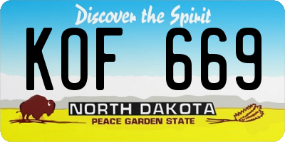 ND license plate KOF669