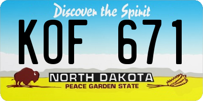 ND license plate KOF671