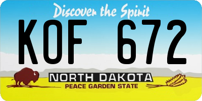 ND license plate KOF672