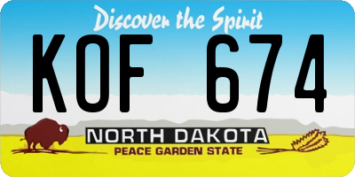 ND license plate KOF674