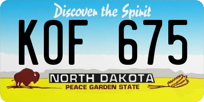 ND license plate KOF675
