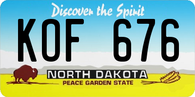 ND license plate KOF676