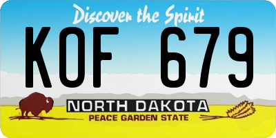 ND license plate KOF679