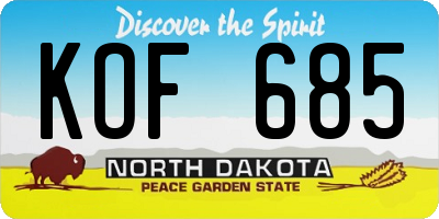 ND license plate KOF685