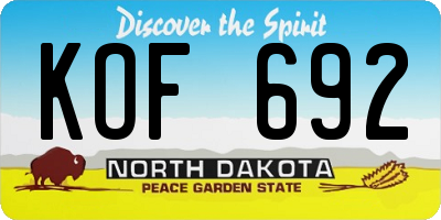 ND license plate KOF692