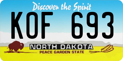ND license plate KOF693