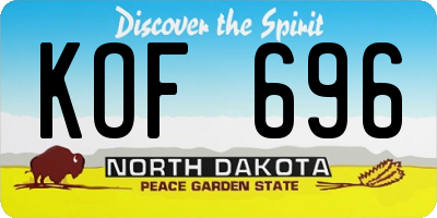 ND license plate KOF696