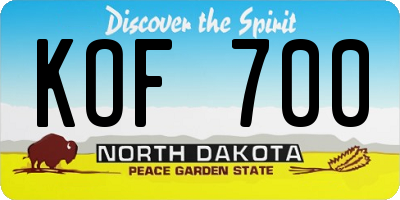 ND license plate KOF700