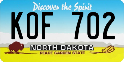 ND license plate KOF702
