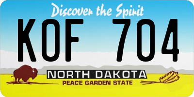 ND license plate KOF704